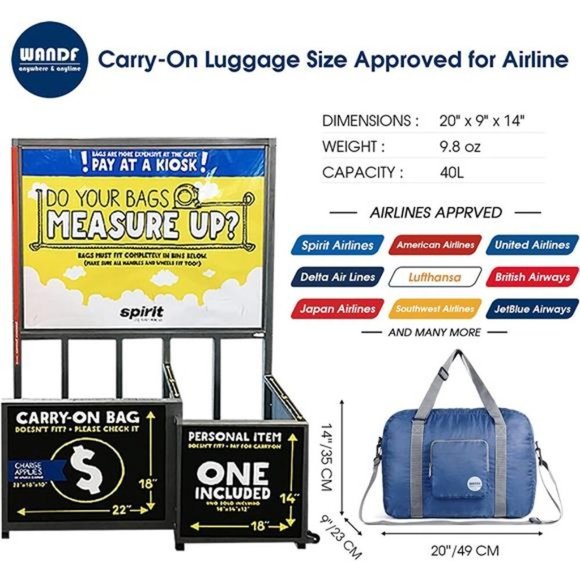 FOLDABLE Travel Duffle Bag A-Navy Blue - Picture 2 of 6